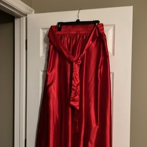 Long red skirt